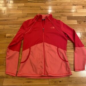 The North Face Womens Full Zip Performance Jacket Agave Coral Colorblock Large